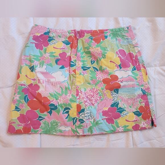 Vintage Lilly Pulitzer Floral Tropical Reversible Wrap Mini Skirt Women's 14 - Picture 3 of 5